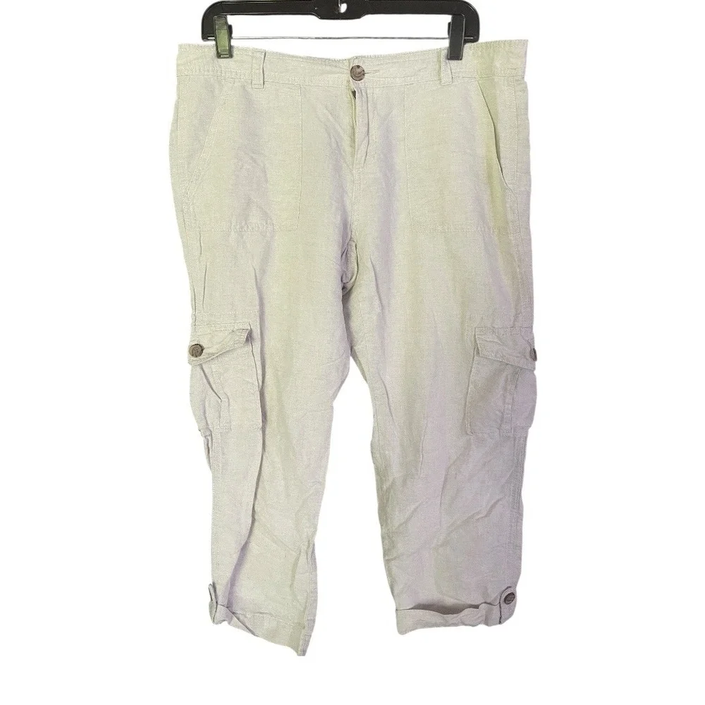Banana Republic Beige Cotton‎ Linen Cropped Cargo Pants 12